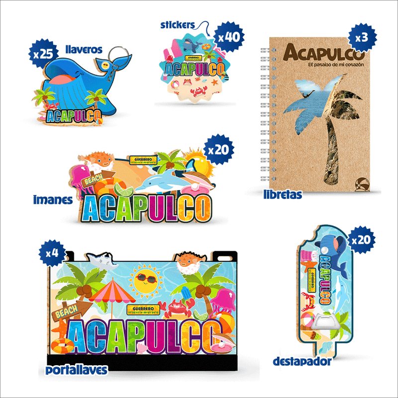 Souvenir Box AXKAN — Paquete completo de souvenirs personalizados